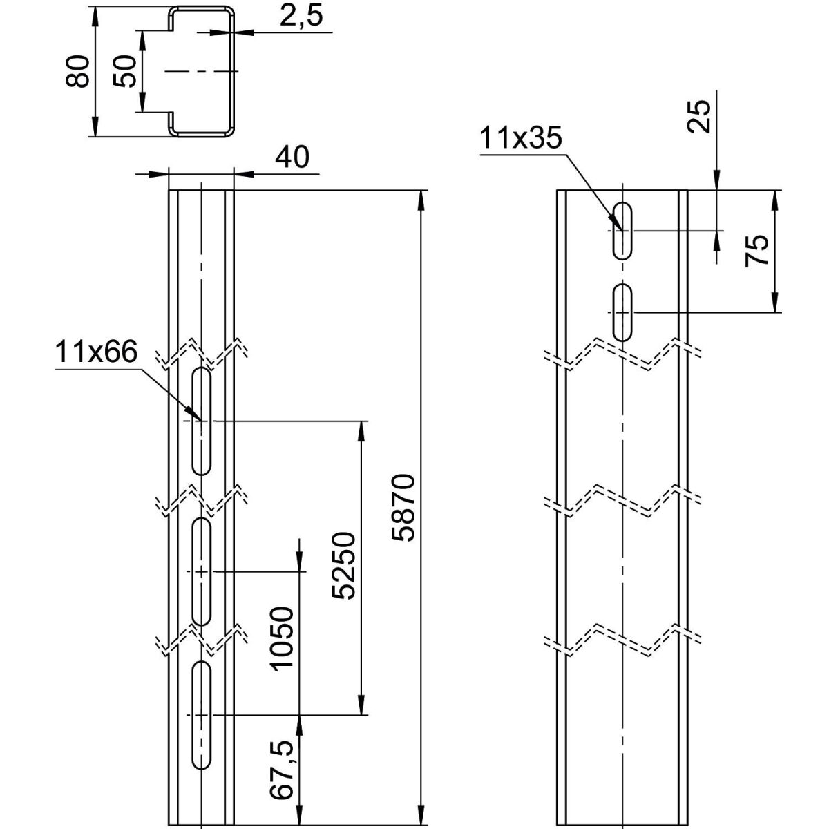 Trägerprofil TP 1040 FT