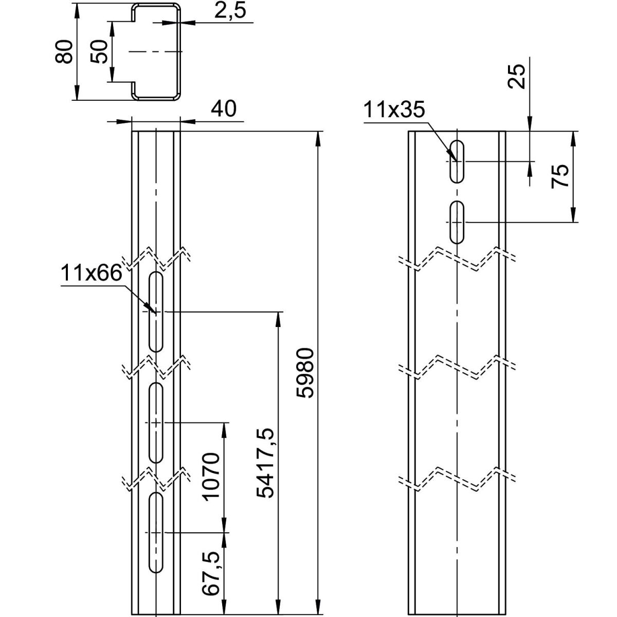 Trägerprofil TP 1060 FT