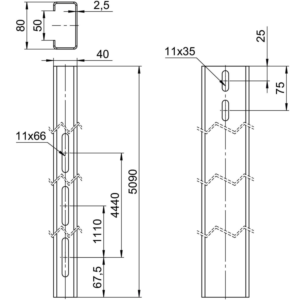 Trägerprofil TP 1100 FT