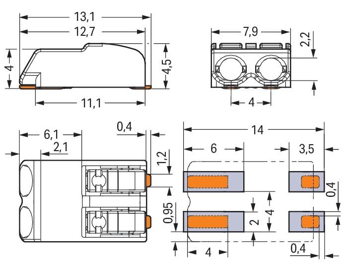 SMD-Leiterplattenklemme 2060-452/998-604
