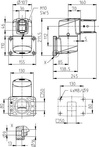 Wandgelenk WANDGELENK W RAL9006