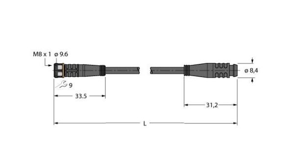 Aktuator- u. Sensorleitung PKG3M-1-PSG3S/TXL