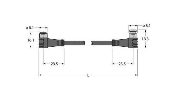 Aktuator- u. Sensorleitung PKW3S-2-PSW3S/TXL