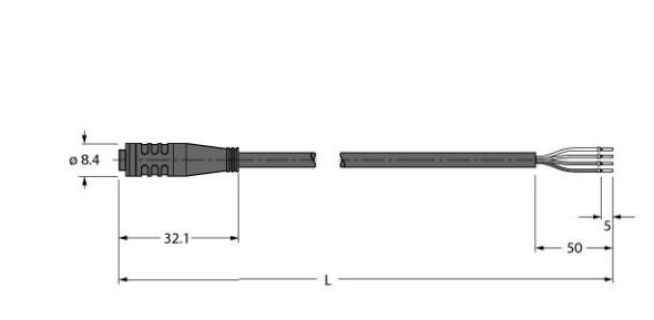 Aktuator- u. Sensorleitung PKW4S-1/TEL