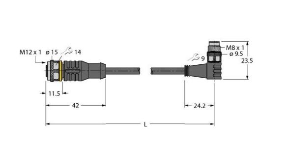 Aktuator- u. Sensorleitung RKC4T-0.3-PSW3M/TXL