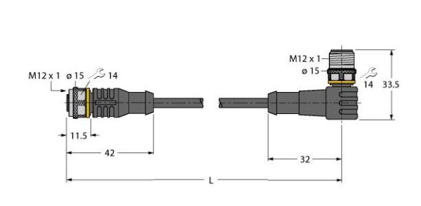 Aktuator- u. Sensorleitung RKC4T-5-WSC4T/TEG