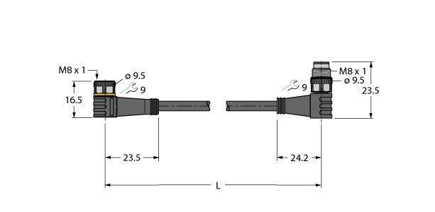 Aktuator- u. Sensorleitung PKW3M-0.6-PSW3M/TXL