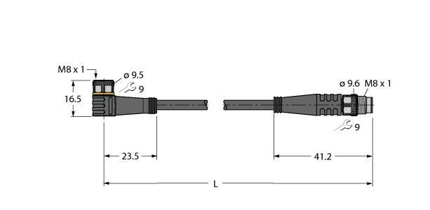Aktuator- u. Sensorleitung PKW4M-1-PSG3M/TXL