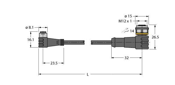 Aktuator- u. Sensorleitung PKW4S-0.3WKC4.4T/TXL