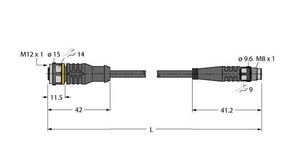 Aktuator- u. Sensorleitung RKC4.4T-5-PSG4M/TXL