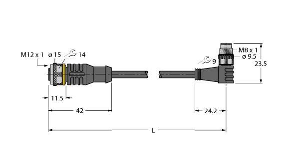 Aktuator- u. Sensorleitung RKC4T-1-PSW3M/TXL
