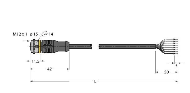 Aktuator- u. Sensorleitung RKC8T-0.3/TXL