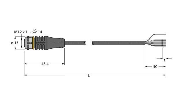 Aktuator- u. Sensorleitung RKS4.4T-40/TXL