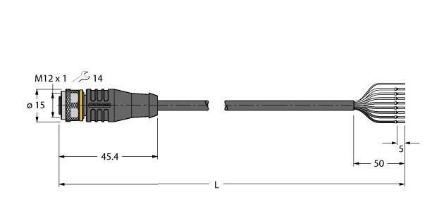 Aktuator- u. Sensorleitung RKS8T-15/TXL