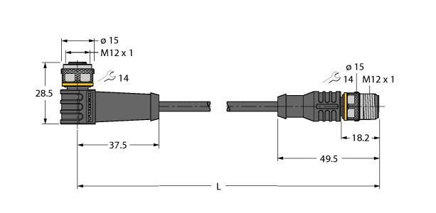Aktuator- u. Sensorleitung WKC12T-12-RSC12T/TXL