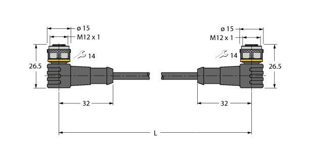 Aktuator- u. Sensorleitung WKC4T-30-WKC4T/TEL