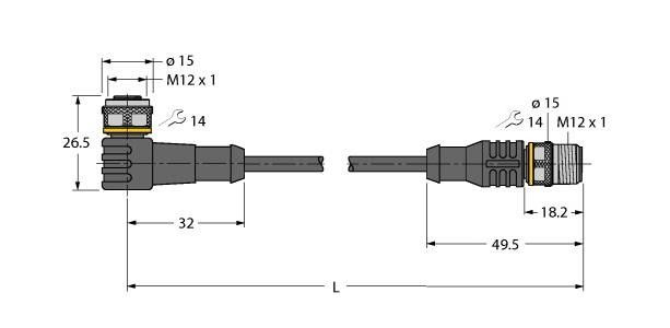 Aktuator- u. Sensorleitung WKC4T-7-RSC4T/TEL