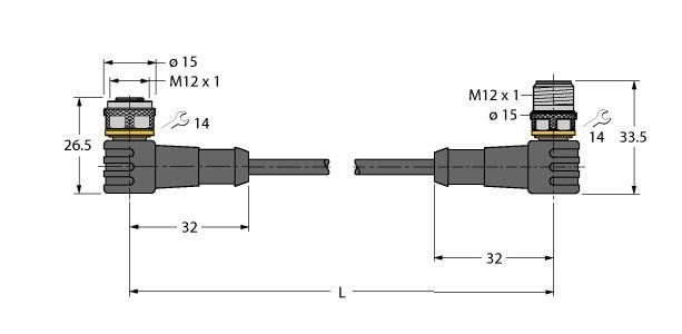 Aktuator- u. Sensorleitung WKC4T-8-WSC4T/TEL