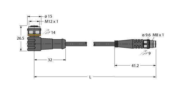 Aktuator- u. Sensorleitung WKC4TP7X24.2PSG3MTXL