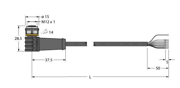 Aktuator- u. Sensorleitung WKS4.5T-3/TXL