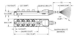 Aktuator-/Sensor-Verteiler TB-8M8M-3-4
