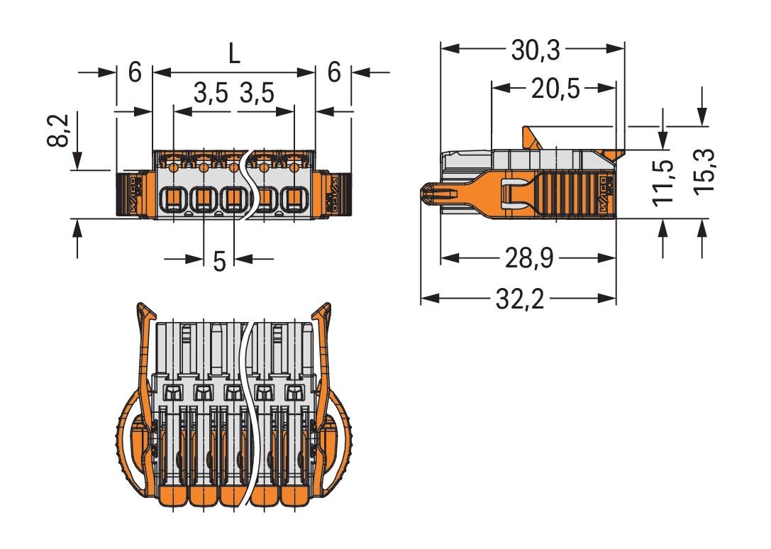 Federleiste 1-Leiter Hebel 2721-1107/037-000