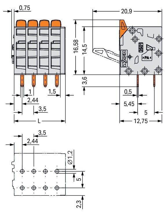 Leiterplattenklemme 2601-3108/000-021