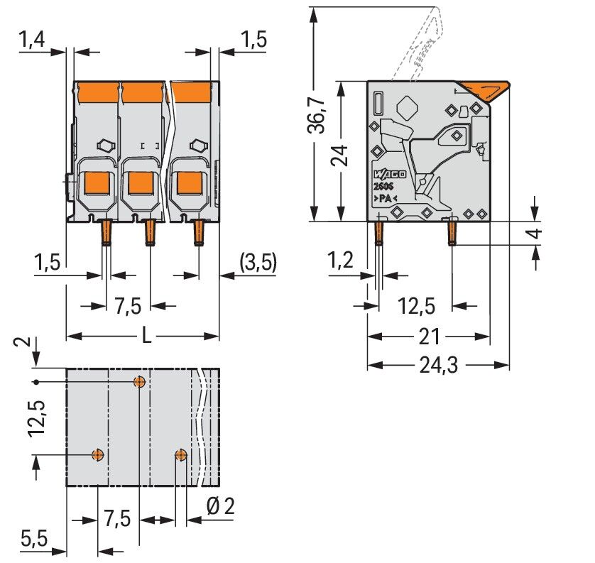 Leiterplattenklemme 2606-1110/010-000
