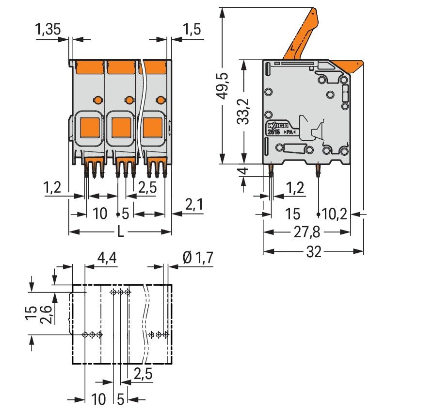 Leiterplattenklemme 2616-1105/010-000