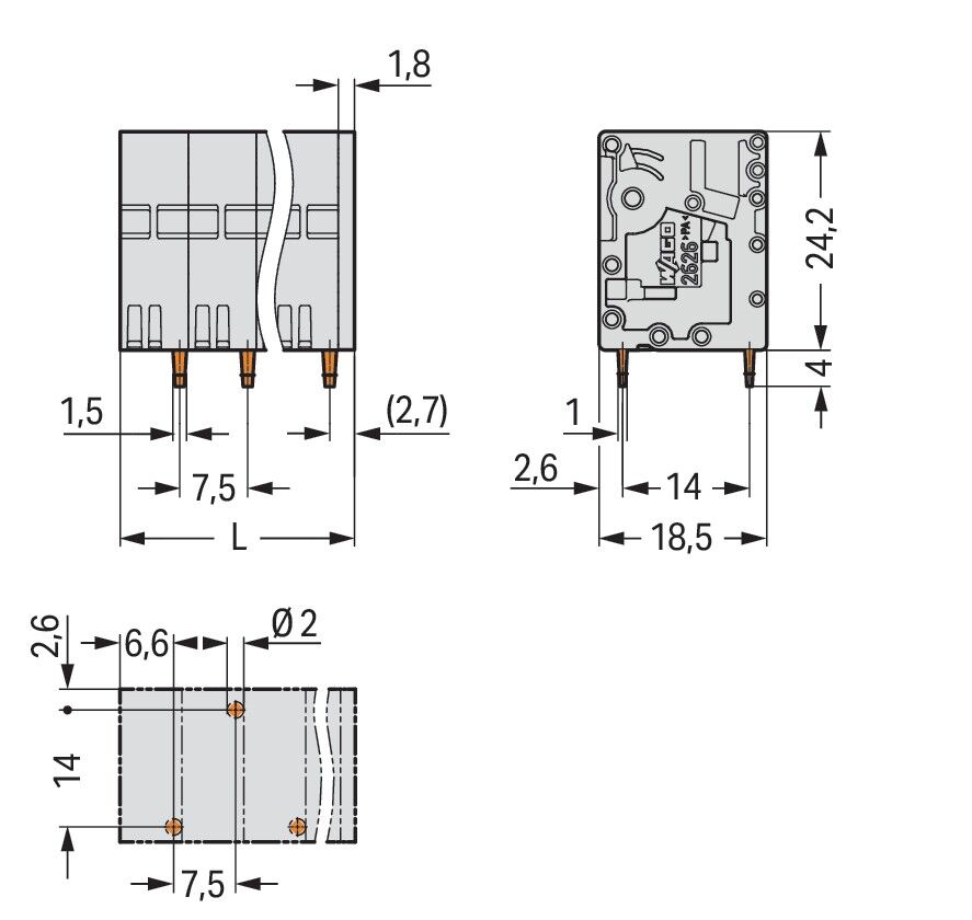 Leiterplattenklemme 2626-3104/010-000