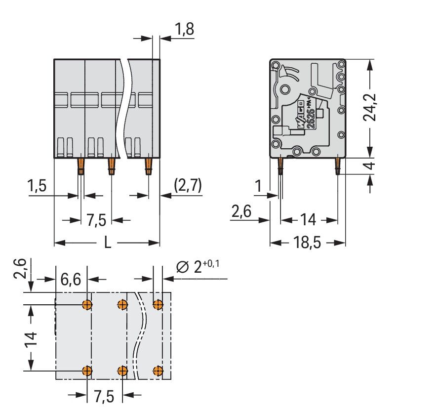 Leiterplattenklemme 26263104000009999950