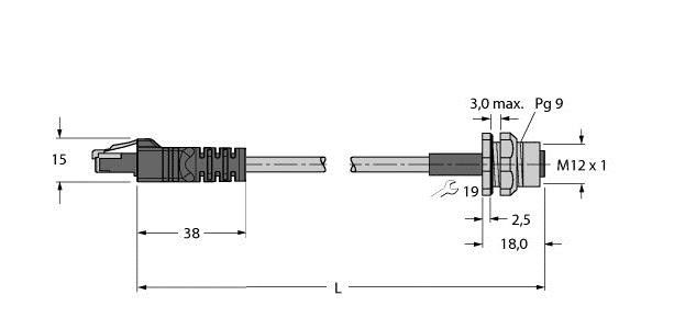 Leitung für Industrial RJ45S FKSD 841-0.5M