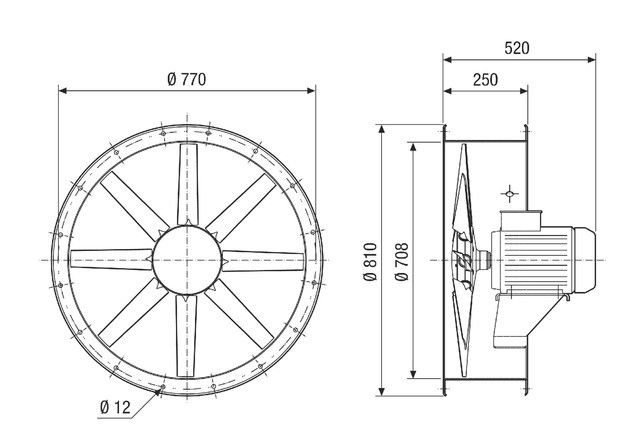 Axial-Rohrventilator DAR 71/4-1 Ex