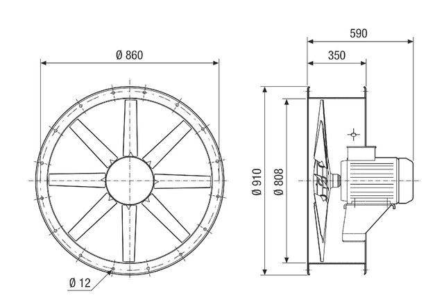 Axial-Rohrventilator DAR 80/4-3 Ex