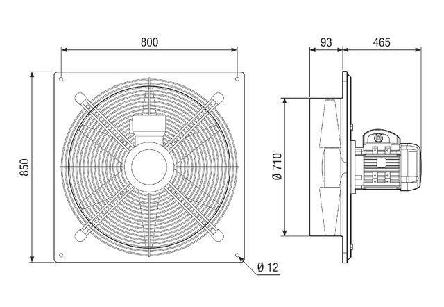 Axialer Wandventilator DAQ 71/8 Ex
