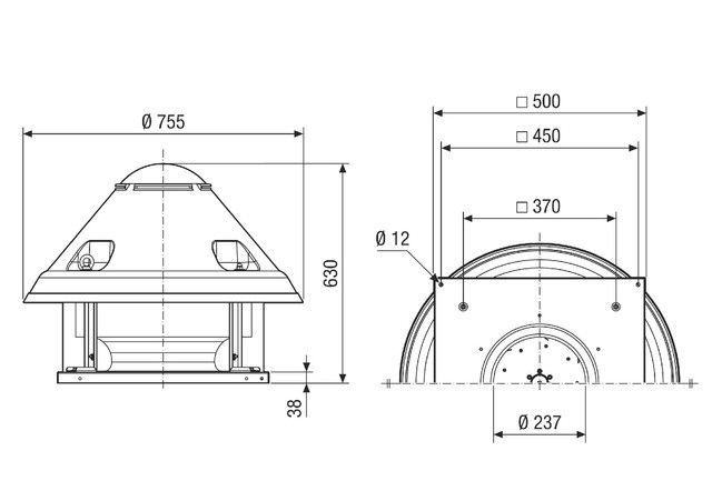 Radial-Dachventilator DRD H 35/4 Ex