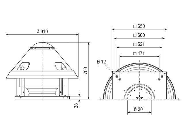 Radial-Dachventilator DRD H 45/4 Ex