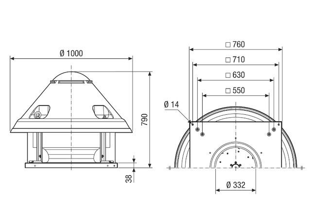 Radial-Dachventilator DRD H 50/4 Ex