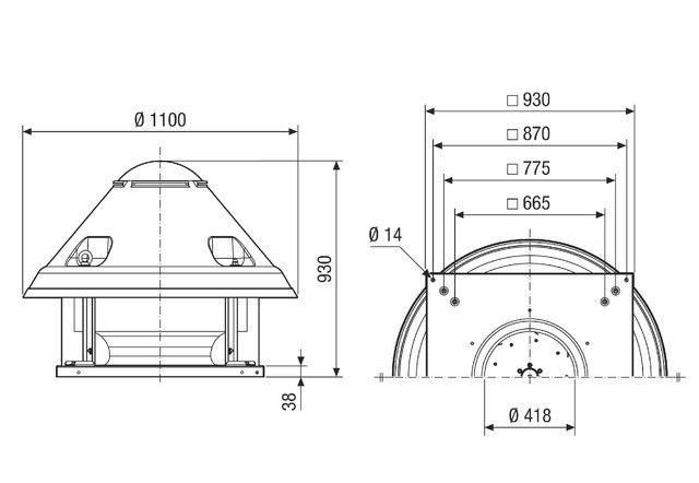 Radial-Dachventilator DRD H 63/6 Ex