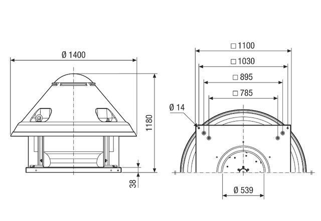 Radial-Dachventilator DRD H 90/6 Ex