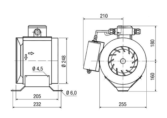 Rohrventilator Halbradial ERM 25 Ex e/60 Hz