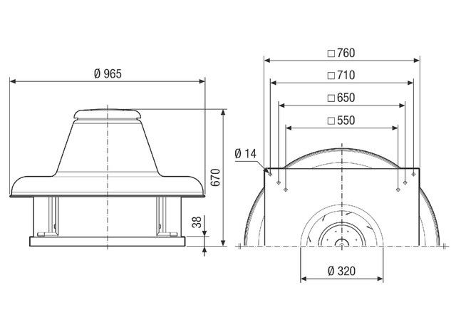 Radial-Dachventilator DRD HT 50/6 2V