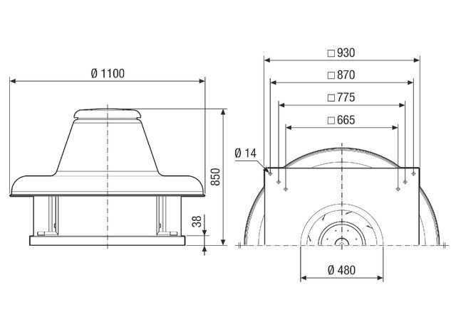 Radial-Dachventilator DRD HT 75/8 2V