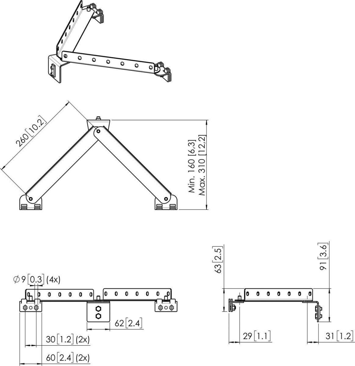 Curved Wandhalter Basisset PFA9144 sw