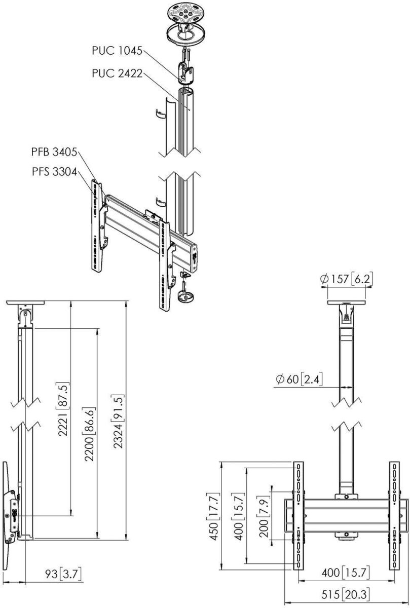 Einzelprofil VESA 400x400 CT242244 sw