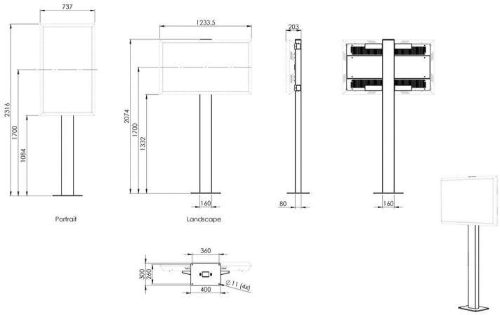 Outdoor Standfuß POF7601 sw