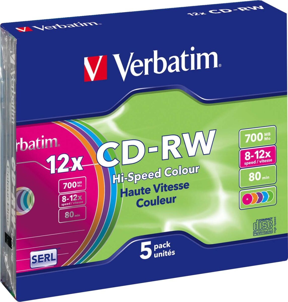 CD-RW 80Min/700MB/8-12 VERBATIM 43167(VE5)