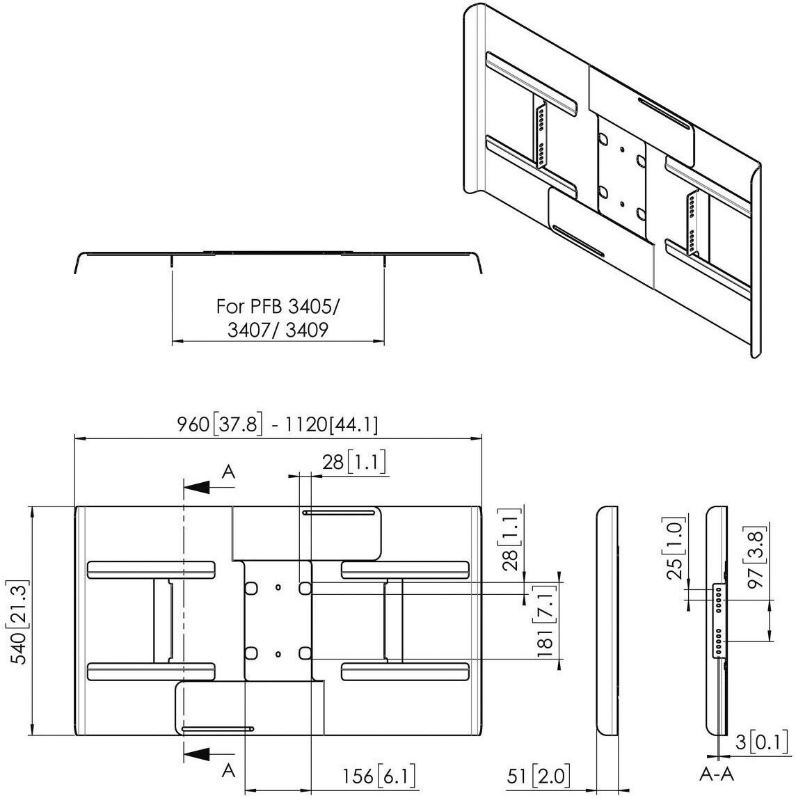 Rückwandabdeckung fDisplay PFA9115 sw