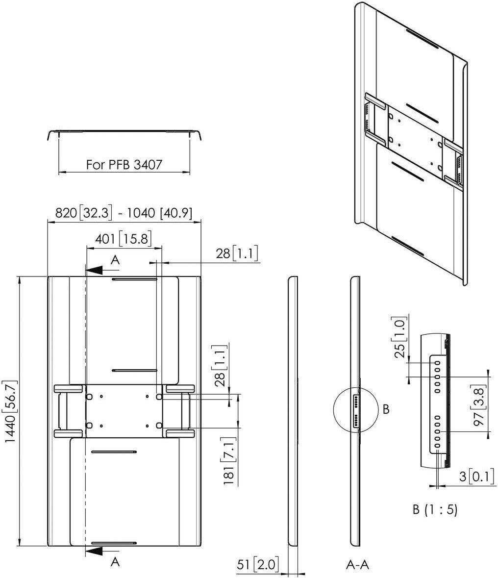 Rückwandabdeckung fDisplay PFA9160 sw