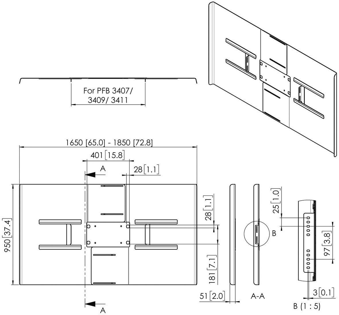 Rückwandabdeckung fDisplay PFA9161 sw